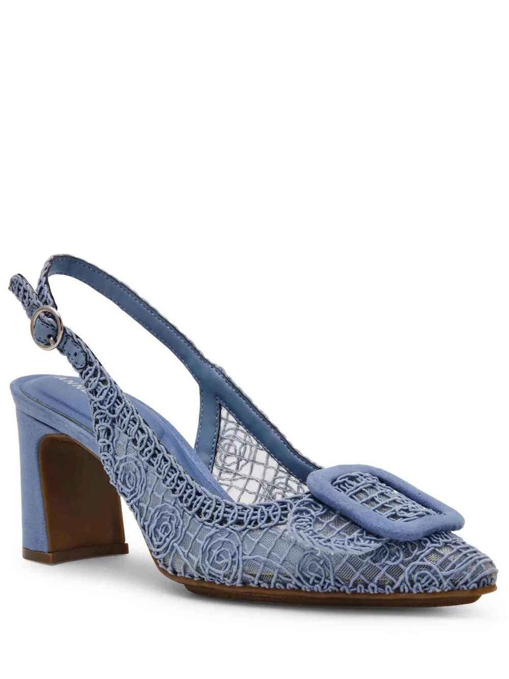 Anne Klein Blue Lace Slingback Pump with Buckle Accent